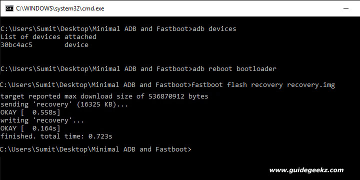 fastboot recovery 
